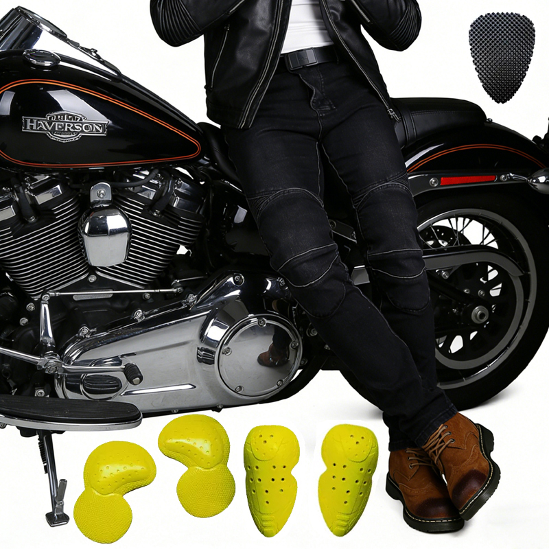 Motorcycle Gear Jeans - Pantalones de Motocicleta Negros para Hombre,