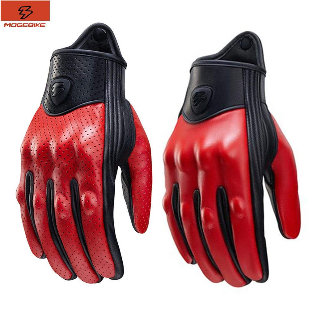 Motorcycle Gear Clearance - Guantes de moto de cuero rojo