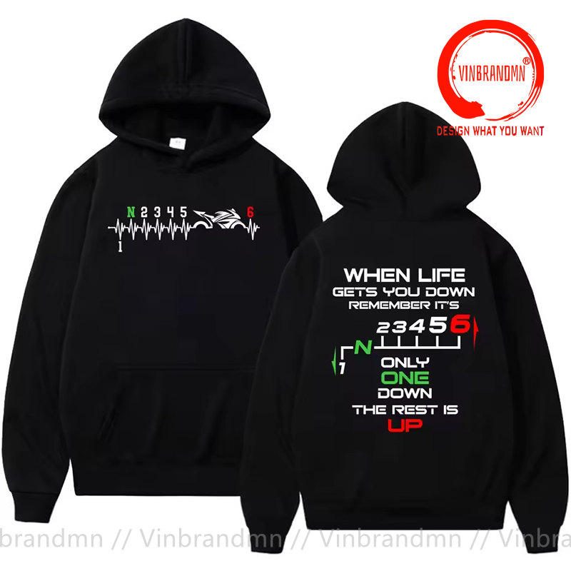 Motorcycle Gear Up Down - 1N23456 Sudadera con capucha de motociclista